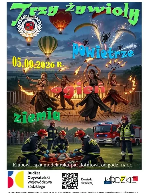 Trzy Żywioły – widowisko łączące pokazy balonów, ognia i ratownictwa w województwie łódzkim