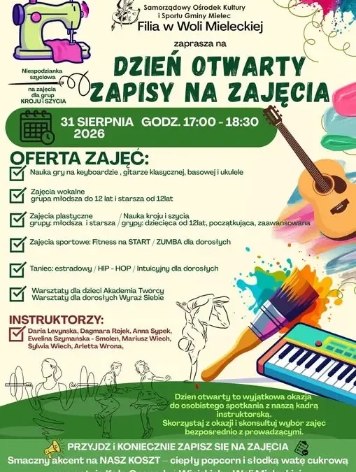 Dzień Otwarty w Woli Mieleckiej – zapisy na nowy sezon zajęć