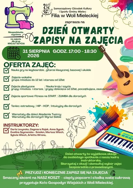 Dzień Otwarty w Woli Mieleckiej – zapisy na nowy sezon zajęć