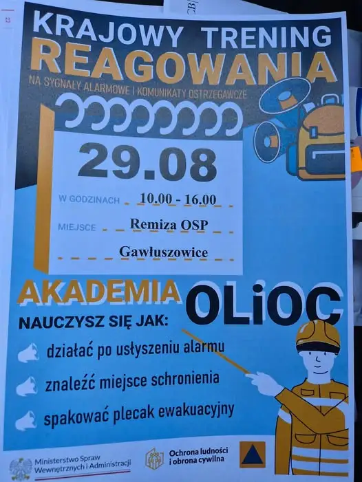Akademia OLiOC w Gawłuszowicach: naucz się reagować na alarmy