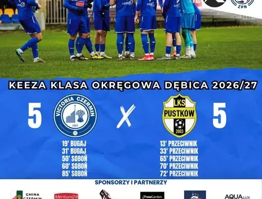 Victoria Czermin i LKS Pustków remisują 5:5 w emocjonującym meczu