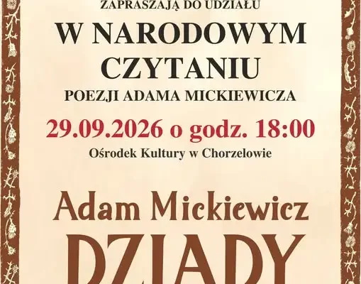 Narodowe Czytanie „Dziadów” w Chorzelowie – 29 września