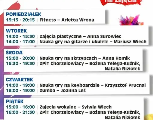 Rekrutacja uzupełniająca w SOKiS Chorzelów – wolne miejsca na zajęciach artystycznych