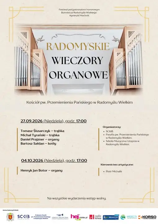 Radomyskie Wieczory Organowe 2026 – dwa niedzielne koncerty w Radomyślu Wielkim