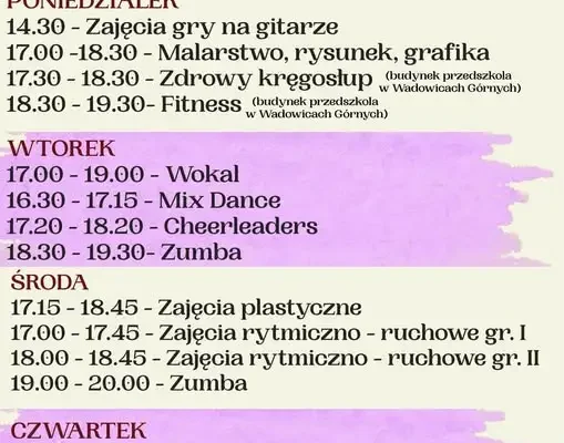 Dom Kultury Gminy Wadowice Górne startuje z zajęciami stałymi – sprawdź harmonogram