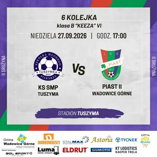 Klasa B: Piast Wadowice Górne zagra w Tuszymie o punkty