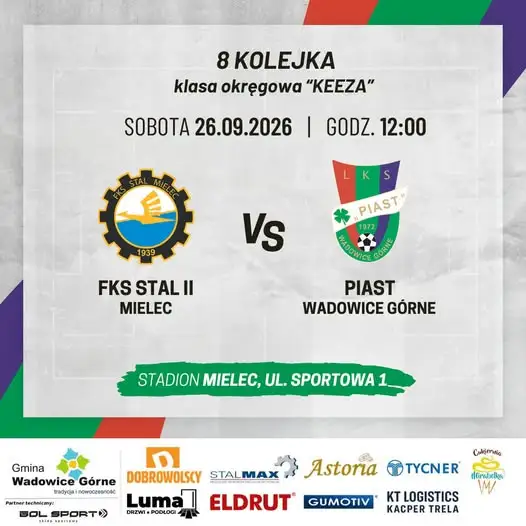 Piast Wadowice Górne zmierzy się z rezerwami Stali Mielec w 8. kolejce klasy okręgowej