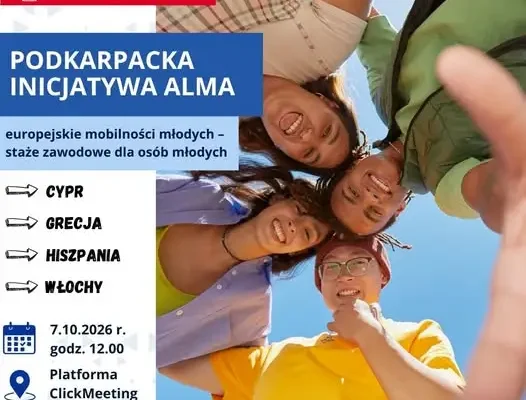 Webinarium o stażach zagranicznych dla młodych z Podkarpacia – już 7 października
