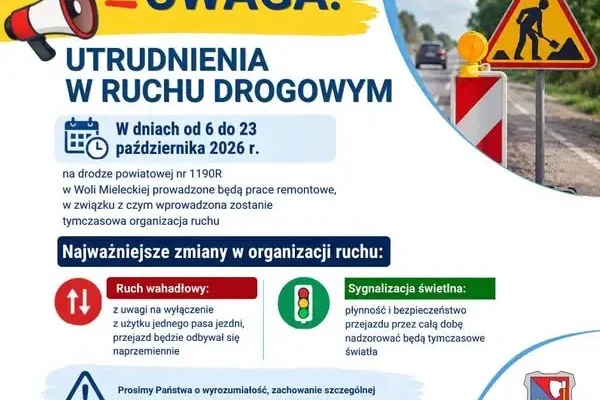 Remont drogi powiatowej w Woli Mieleckiej – ruch wahadłowy do 23 października