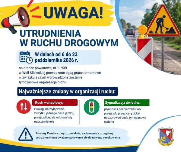 Remont drogi powiatowej w Woli Mieleckiej – ruch wahadłowy do 23 października
