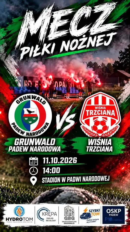 Grunwald Padew Narodowa kontra Wiśnia Trzciana – niedzielny mecz na stadionie w Padwi Narodowej