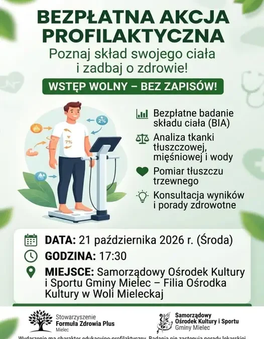 Bezpłatne badanie składu ciała w Woli Mieleckiej – już 21 października