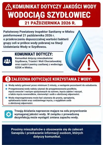 Bakterie grupy coli w wodociągu Mielec – Sanepid ostrzega mieszkańców