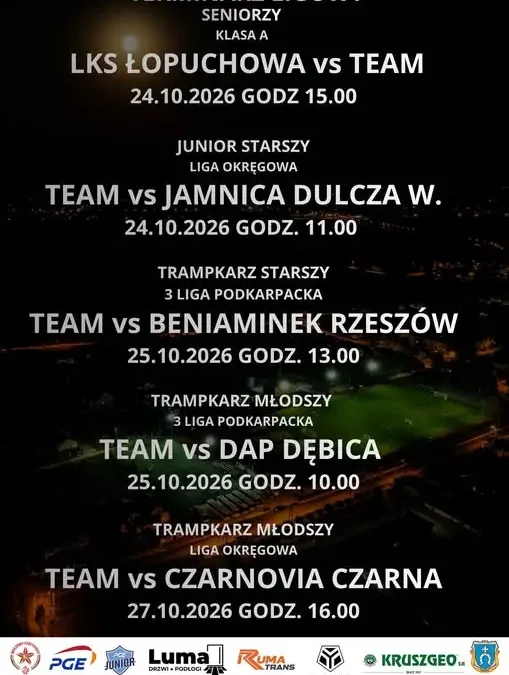 Terminarz ligowy LKS Łopuchowa: mecze seniorów i młodzieży w najbliższych dniach