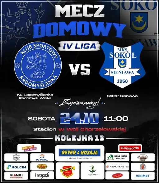 IV liga: Mecz z Sokołem Sieniawa już w sobotę o 11:00