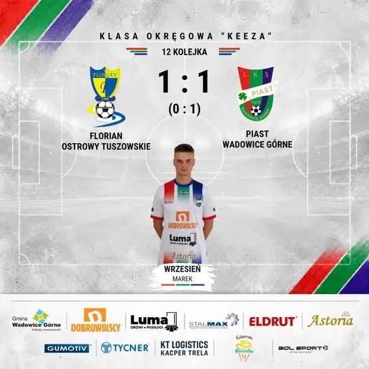 Piast Wadowice Górne remisuje z Florianem Ostrowy Tuszowskie w 12. kolejce