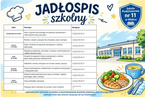 Jadłospis szkolny w Mielcu – co czeka uczniów w najbliższym tygodniu?