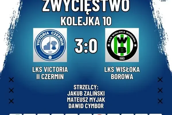 Victoria II Czermin pewnie pokonuje Wisłokę Borowa 3:0