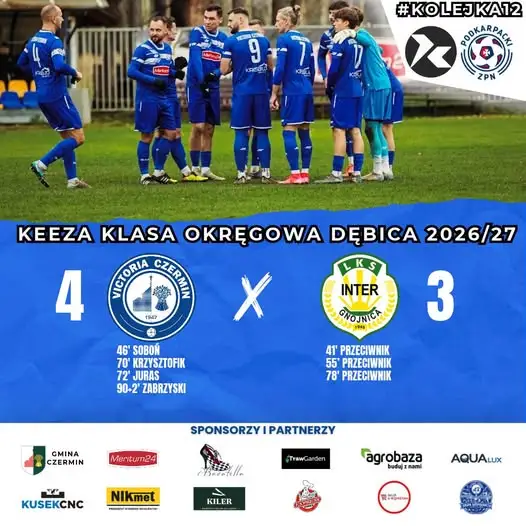 Victoria Czermin wygrywa 4:3 z Interem Gnojnica po golu w doliczonym czasie