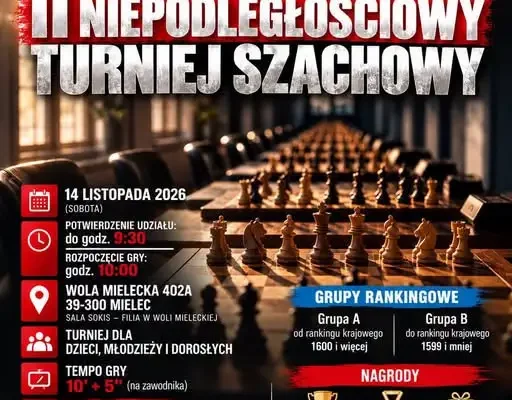II Niepodległościowy Turniej Szachowy w Woli Mieleckiej – zapisy trwają
